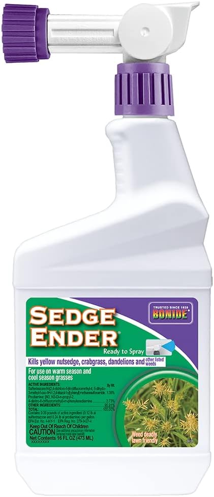 Bonide Sedge Ender, 16 oz Ready-to-Spray Weed Killer For Outdoors, Fast-Acting and Rainproof, Lawn Friendly Formula