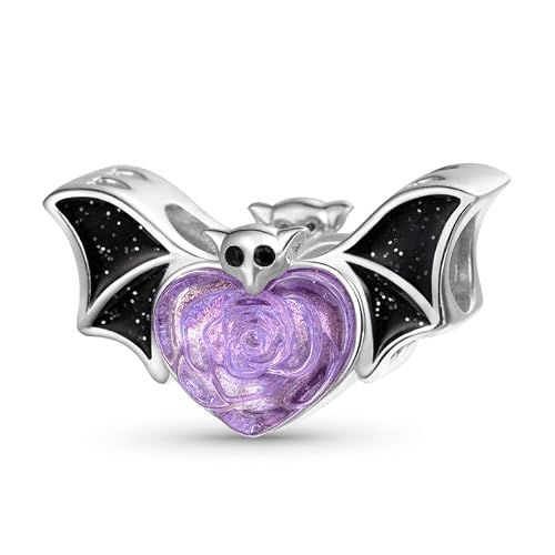 GNOCE Halloween Bat Charm Sterling Silver Bead Halloween Charm Fit BraceletNecklace for Women WifeJewelry Gift
