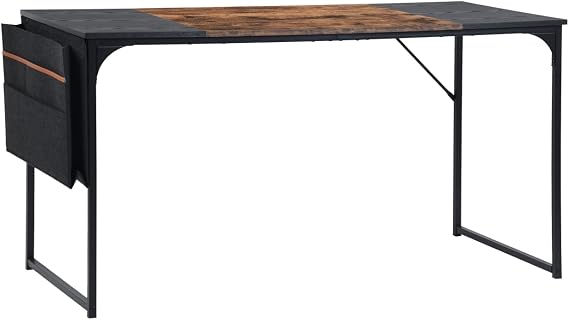 FurnitureR Computer Desk with Storage Bag Home Office Desk Study Writing Office Table Laptop PC Writing Desks (Brown, 55.1 Inch)