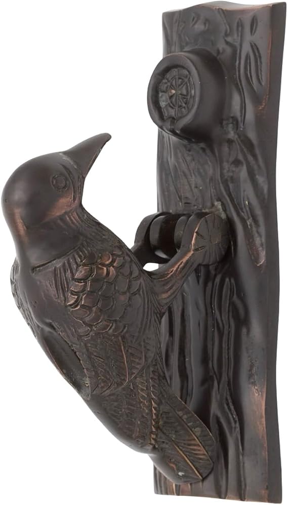 Wood Pecker Door Knocker in Solid Brass (Bronze)