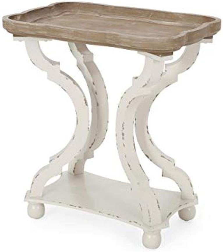 Christopher Knight Home Esther French Country Accent Table Rectangular Top White and Brown