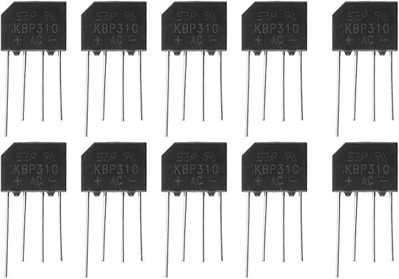10pcs KBP310 Bridge Rectifier Diode Single Phase, 1000 V/3A,Full Wave 3 Amp 1000Volt Electronic Silicon Diodes,4Pins