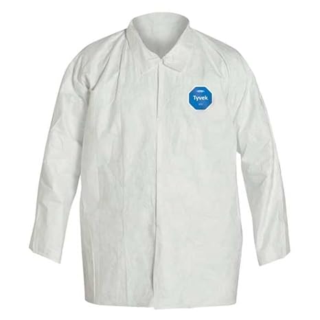DuPont Tyvek 400 Disposable Shirt With Open Cuff, White, Medium, 50-Pack