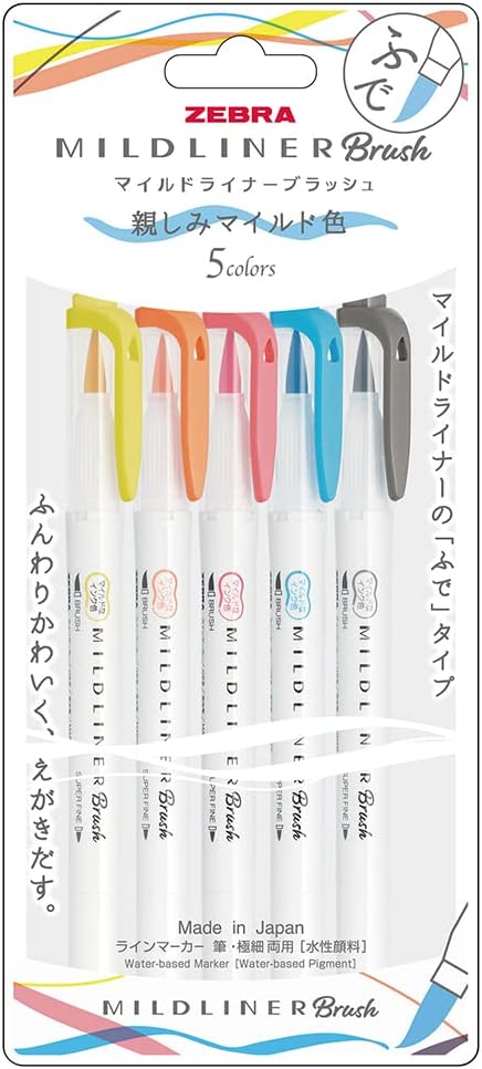 Zebra Mildliner Brush Pen N-5c-n Set