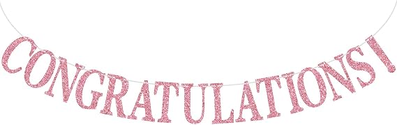 Pink Glitter Congratulations Banner, Congrats Grad/Class of 2026/So Proud of You, 2026 Graduation Party Supplies Decorations