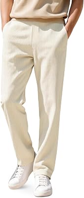 Heyfanee Mens Corduroy Casual Pants Relaxed Fit Trousers for Men with Belt Loops