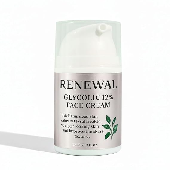 Nature Skin Shop Renewal Glycolic 12% Face Cream - One Point Seven Ounces - AHA Exfoliating Moisturizer for the Appearance of Dark Spots & Uneven Texture - Night Cream for a Radiant Complexion