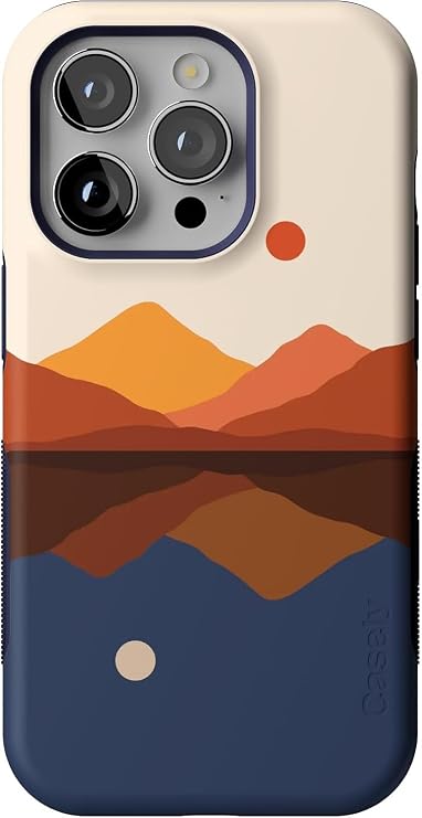 Casely iPhone 14 Pro Case | Opposites Attract | Day & Night Mountains | Bold Protective Design | Compatible with MagSafe