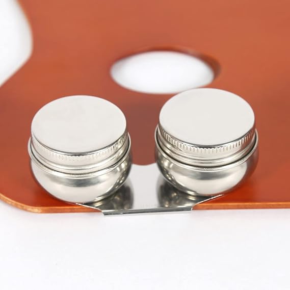 Stainless Steel Oil Painting Palette Cup 2 Dipper Large Mouth Oil Paint Pot Container Leakproof Oil Paint Container Cup with Lid and Clip Turpentine Solvent Tins for Drawing Art Suppllies