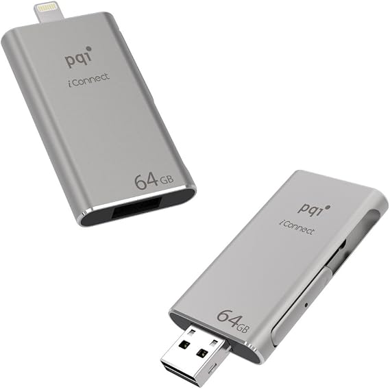 Flash Drive for iPhone iPad, iConnect[USB 3.0] [Apple MFi Certified] Apple FlashDrive Mobile Storage with Lightning Connector for iPhone, iPad, iPod Mac and Computer (64GB) (Space Gray)