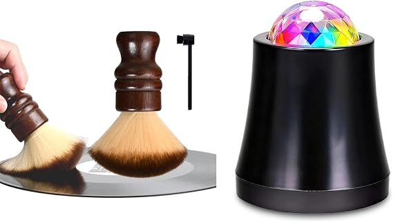 Record Weight Stabilizer with LED Ambient Lighting + 2-in-1 Vinyl Record Cleaning Kit