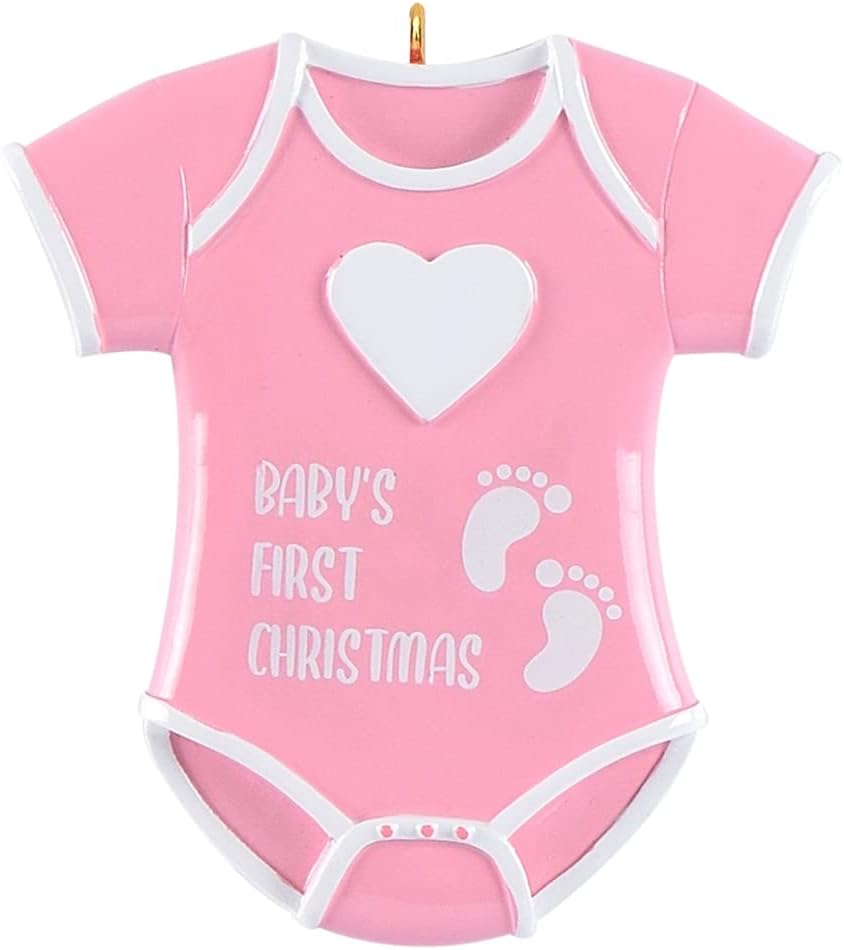 Personalized Baby’s 1st Christmas Ornament - 2024 Baby Girl Christmas Ornament - Pink for Newborn, New Parents - Babys First Keepsake Ornament