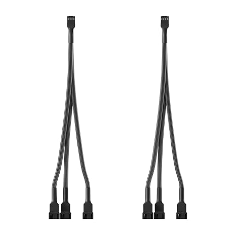 3 Way PWM Fan Splitter Cable, 2 Pcs 4 Pin PWM Fan Splitter, 1 to 3 Converter, 11 Inch, for Computer ATX Case 4-Pin/3-Pin Cooling Fan