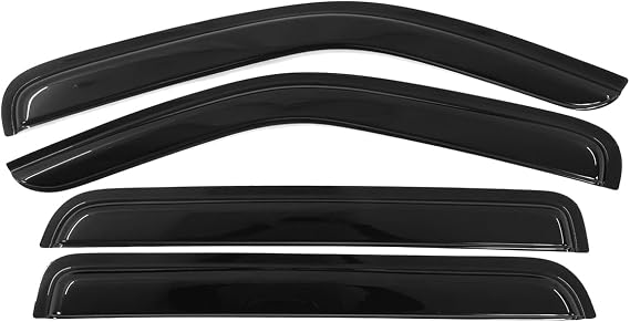 Side Window Deflectors, Compatible with 2007-2011 Dodge Nitro, Tape-On Slim Style Smoke/Tinted Acrylic, 4PCS, Window Rain Shields