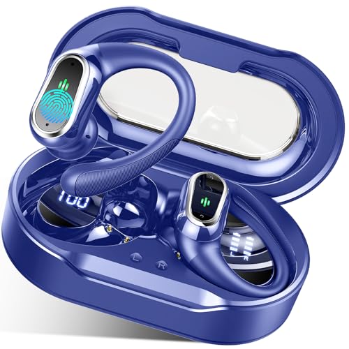 Wireless Earbuds, 2025 Bluetooth 5.4 Headphones Sport, Bluetooth Earbuds with ENC Noise Canceling Mic, 50H Stereo Wireless Headphones IP7 Waterproof with Earhooks, Dual LED Display for WorkoutRunning