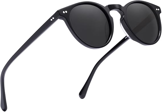 CARFIA Retro Acetate Polarized Mens Sunglasses UV Protection Classic Round Shades CA5289L