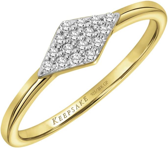 Keepsake Diamond Shape Fashion Stack Diamond Ring in 925 Sterling Silver or 18k Yellow Gold Vermeil 1/10ct (I-J, I3)