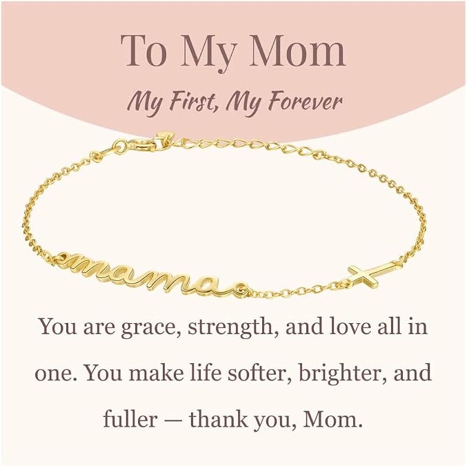 GAVU 925 Sterling Silver Jewelry Mama Bracelet for Women, Cross Bracelet for Women Gifts for Mom