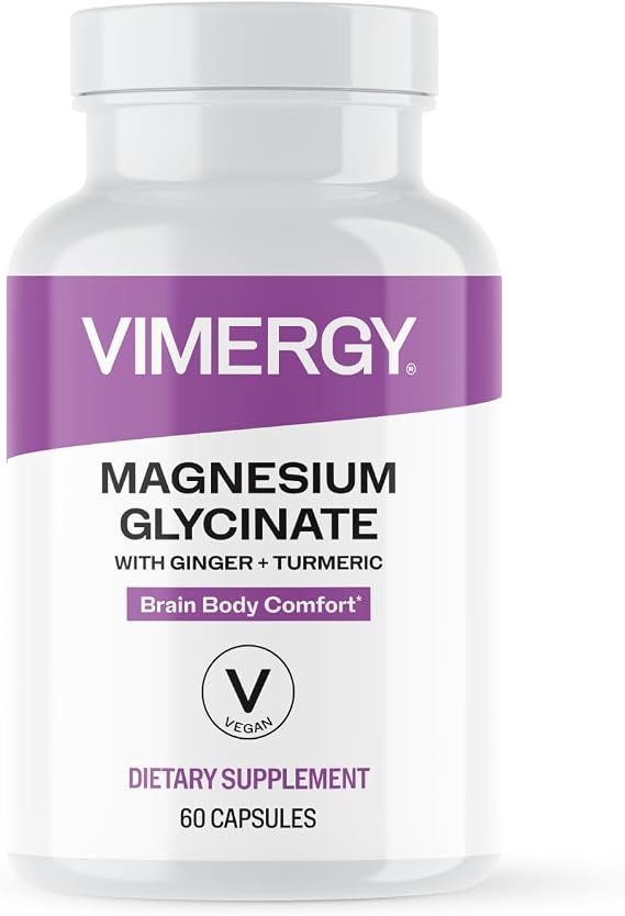 VIMERGY Magnesium Glycinate Supplement, Vegan, 60 Capsules, 30 Servings