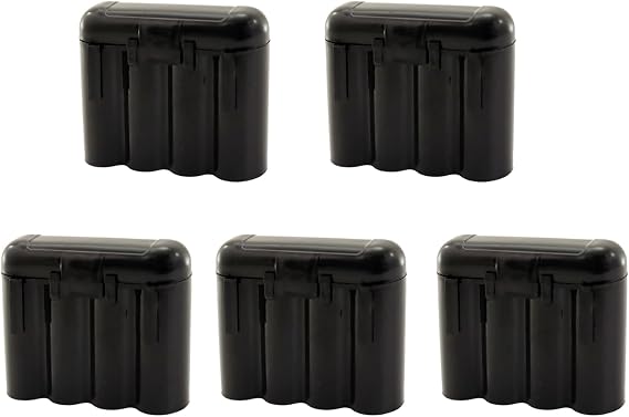 5 Pack Black AA AAA CR123A Battery Holder Storage Cases Snap Close Portable Battery Organizer Boxes
