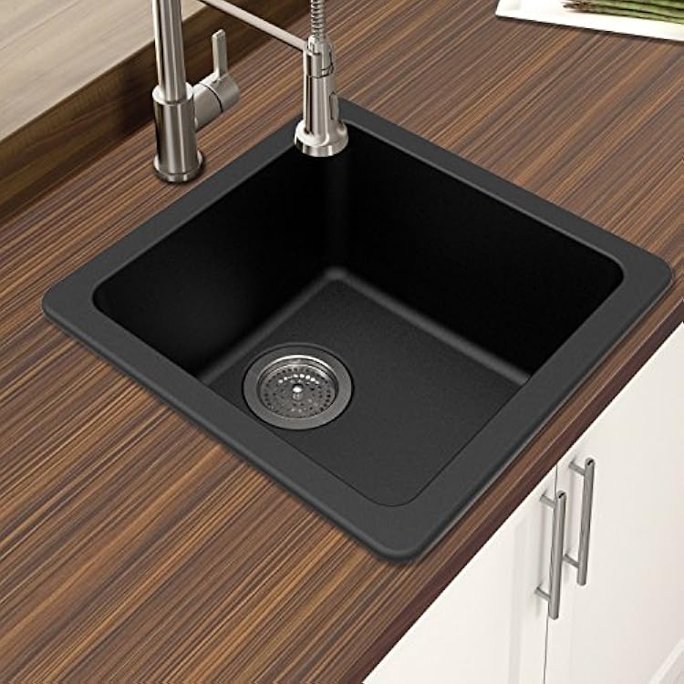 Winpro New Black Granite Quartz 16 58 x 16 58x 8 Single Bowl Dual Mount Bar Sink