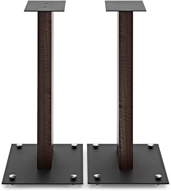 91S-6 Speaker Floor Stands, Walnut (Pair) | Steel and wood column with vinyl finish, chrome spiked feet, includes isolation pads to cut vibration