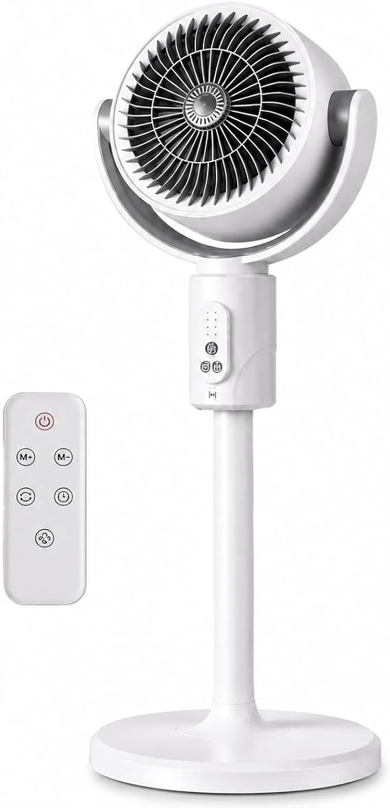 Şarjlı Ayaklı Vantilatör, Uzaktan Kumandalı, 5 Kademeli Hız, Type-C Şarjlı, 120° Otomatik Salınım, 180° Açı Ayarlı, 1-8 Saat Zamanlayıcı, 3 Yükseklik Ayarlı, Sessiz Brushless Motor, 10W