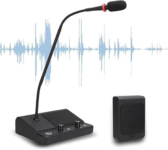 Window Speaker Intercom System, Dual Way Counter Intercom with Internal and External Mute, Automatic Call Control and 360 Degree Pickup for Bank and Hospital