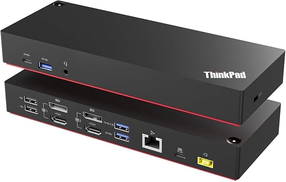 ThinkPad 40AF0135 Universal Hybrid USB-C with USB-A Adapter Docking Station for Lenovo Laptops, Dual Monitor,  with ITSPWR HDMI 4K Cable + 50 Cable Ties