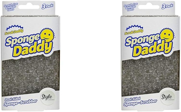 Scrub Daddy Sponge Daddy Style, Dual Sided Sponge Scrubber, Dish Sponges for Washing up, Non Scratch Scourers for Cleaning Dishes, Bathroom Scrubbing Tool, Kitchen Sponges Multipack Pack of 2