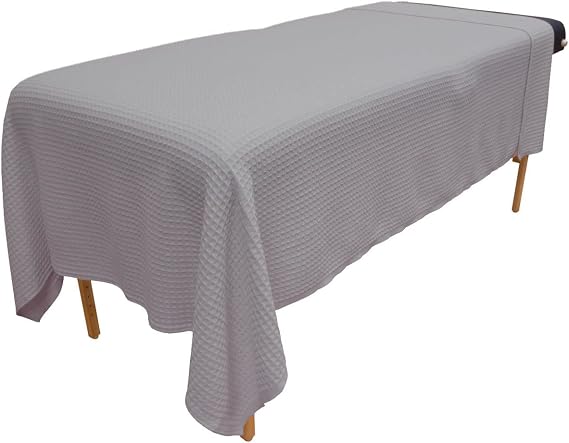 Body Linen 10 Pack - Waffle Weave Massage Table Blankets Soft and Stylish 50/50 Polyester-Cotton Blend - 66 by 90 inches - Gray