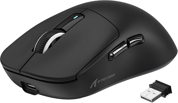 ATTACK SHARK X3 Superlight Kablosuz Gaming Mouse – 49g Ultra Hafif Fare, 26000 DPI PixArt PAW3395 Sensör, BT/2.4G/Kablolu Üçlü Mod, 200 Saat Pil Ömrü, PTFE Ayaklar, PC/Xbox/PS/Mac – Siyah