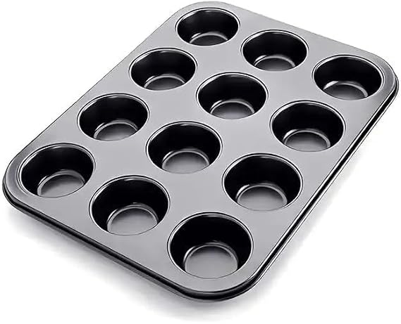 Orret Home 12’li Muffin ve Cupcake Fırın Tepsisi – Yapışmaz Metal Kek Kalıbı, 12 Gözlü Muffin Kabı, Cup Cake Pişirme Tepsisi, Fırın Uyumlu Kek Kalıbı