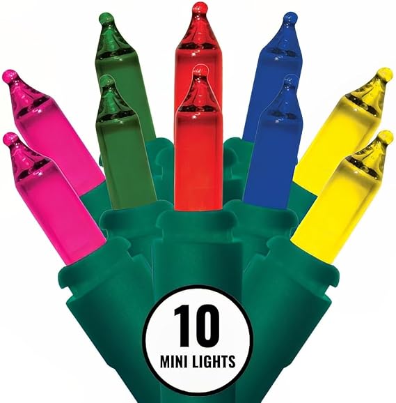 Brite Star 10 lt Straight Line Mini Light, Multi, Green Wire