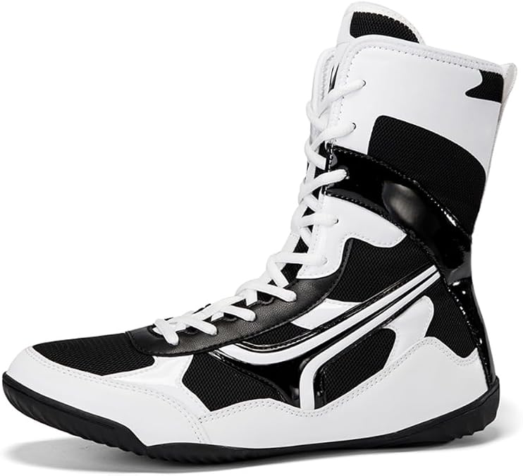 Boxing Training Shoes Men's Lightweight High Support Kickboxing Fighting Boots Breathable Lace Up Boxer Sneakers Wrestling Bodybuilding Sparring Squat Muay