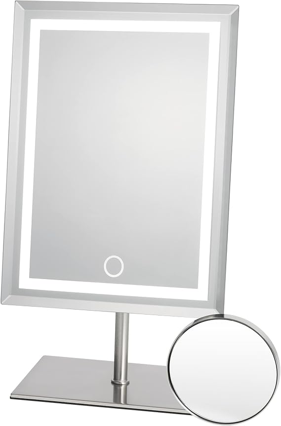 Waneway Full Metal Vanity Mirror, Lighted Makeup Mirror with 80 LEDs Lights and 10X Magnification Spot Mirror, USB Power Light up Cosmetic Mirror for Dressing Table