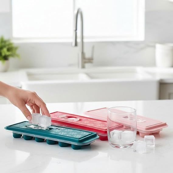 Deconox 1 Silicone-Based Freezer Filled from a 12-Eyed Top, 12-Piece Ice Mold, Silicone-Based Ice Mold, Easy and Practical Ice Preparation Experience (ASORTI)
