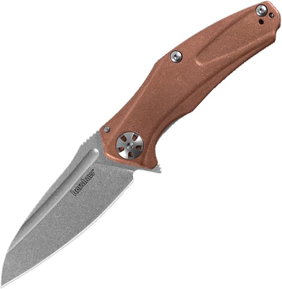 Kershaw Natrix - Copper Pocketknife (7006CU); 2.75-inch Drop-Point Blade with Stonewashed D2 Steel; Hefty Copper Handle Features Brushed Silver Hardware; Reversible, Deep-Carry Pocketclip; 3.7 oz