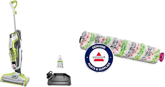 Bundle of Bissell CrossWave Floor and Area Rug Cleaner, Wet-Dry Vacuum, 3888A, Green + BISSELL Tangle-Free Crosswave Multi-Surface Pet Brush Roll, White - 2460