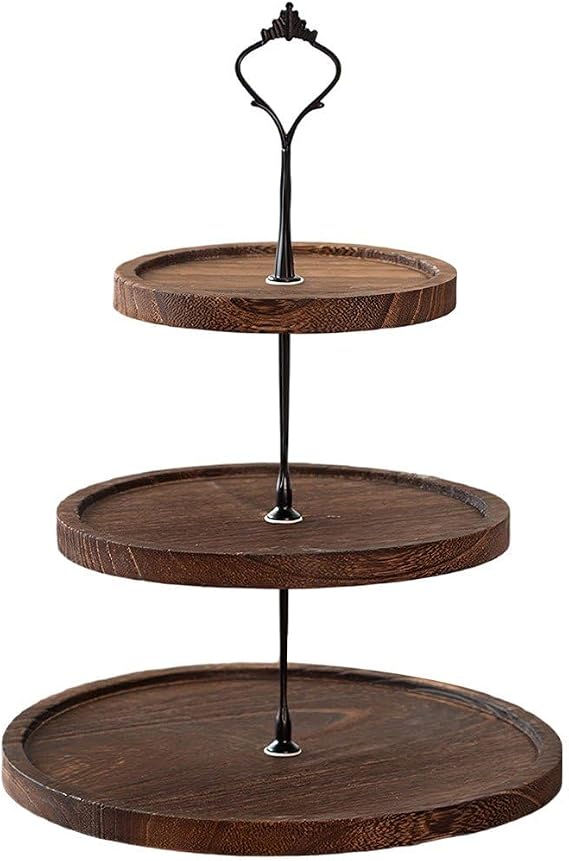 Wooden Cupcake Stand, 3 Tier Wooden Cake Stand Dessert Holder Tower Tiered Dessert Stand Serving Tray Platter for Birthday Afternoon Tea Party