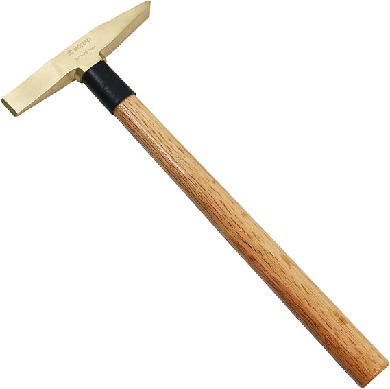 WEDO Brass Welding Hammer 300g, Length 350mm (14"), Scaling Hammer with Wooden Handle, Chipping Hammer
