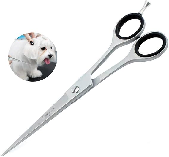 Haryali London 7" Pet Grooming Shears, Straight Dog Grooming Scissors - Stainless Steel Cat and Dog Grooming Scissors, Pet Hair Cutting, Trimming Tools