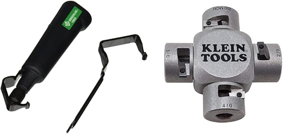 Greenlee 1903 7" Pocket Cable Stripping Tool with High-Carbon Steel Blade, 8 AWG - 1250 Kcmil | Klein Tools 21051 Large Cable Stripper (2/0-250 MCM)