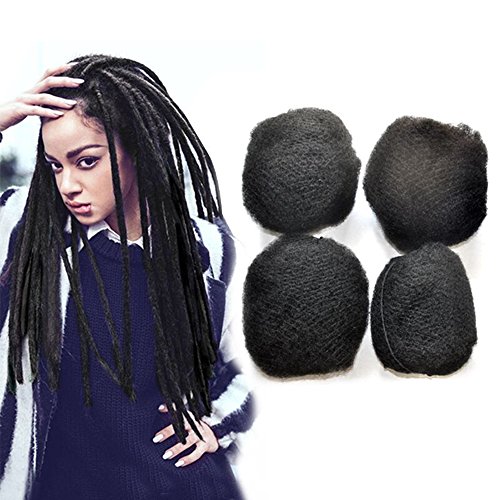 YONNA Hair 4pcslot Tight Afro Kinky Bulk Hair 100% Human Hair For DreadLocks,Twist Braids Off Black, #1B,14 inch