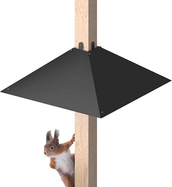 Queension Metal Squirrel Baffle for 4x4 Post, 17 Inch Proof Baffles for Bird Feeder Poles, Outdoor Guard for Wooden Pole to Deter Squirrels and Raccoons From Bird Houses, 1 Pack | Squirrel Proof Baffles for Bird Feeder Poles, Outdoor Guard for Wooden Pole to Deter Raccoons from Bird Houses