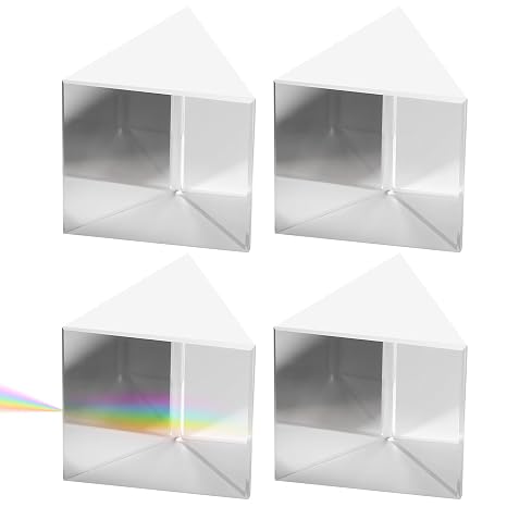 4 Pcs Crystal Prism Cube Triangular Prism for Physics Experiments and Optical Refraction, Compact Design and Easy to Carry for Photography and Research Applications
