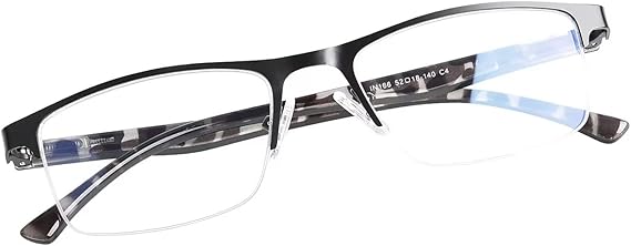 FONHCOO Reading Glasses for Women Men, Blue Light Blocking Reading Glasses Metal Half Frame Computer Readers