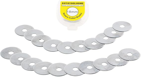 20 Pack 18mm Rotary Cutter Blades for Fabric Paper Quilting | 18mm Replacement Rotary Blades for Sewing, Crafts, Quilting, leather, and paper Cutting Durable Edges Long-lasting Sharp