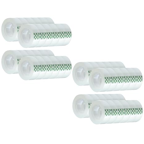Clear Tape Refill 48 Rolls, Hand Tearable Transparent Tape for Dispenser, 3/4" x 1000inch Adhesive Tape for Office Home Craft Gift Wrapping (Not for Plastic Serrated Cutters)