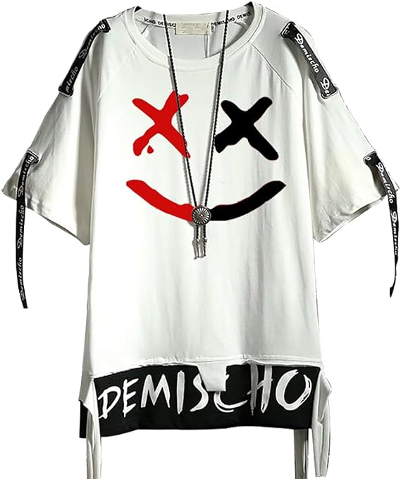 Hello MrLin Men's Techwear Hip Hop T-Shirt Streetwear Fashion Short Sleeve Top